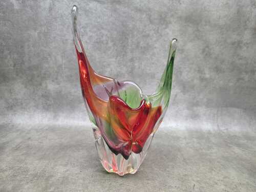 Multicoloured art glass vase