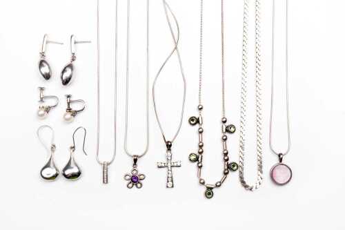 Collection of jewellery in sterling silver