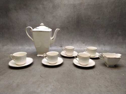 Royal Winton cream and gold porcelain coffee set for five