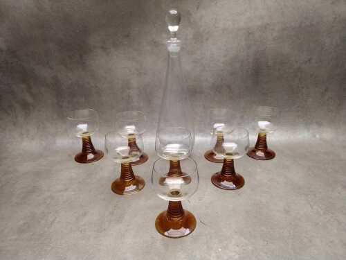 Eight Schott Zweisel amber beehive wine goblets