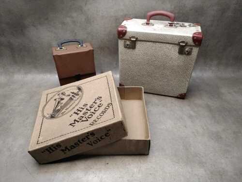 Three record storage boxes