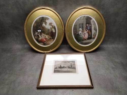 Three prints including a pair of stipple engraved prints by William J. Allingham (after William Hamilton)
