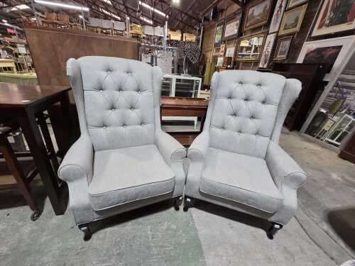 Pair of wingback lounge chairs
