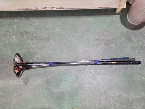 Five golf clubs including Slazenger PGF