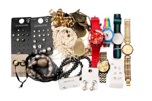 Collection of costume jewellery and watches