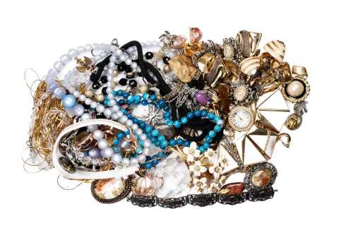 Collection of vintage costume Jewellery and four modern watches in box