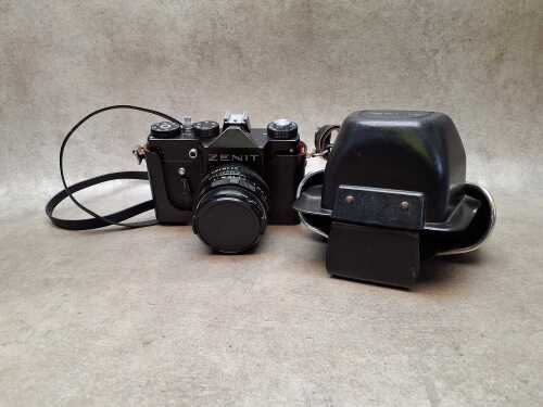 Two Zenit Soviet SLR film cameras