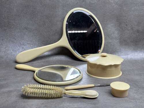 Vintage ivorine dressing table items
