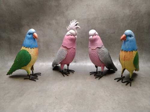 Four metal bird garden ornaments