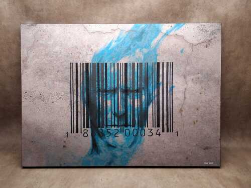 Jake Hart, Breaking the Code. Mixed media on canvas