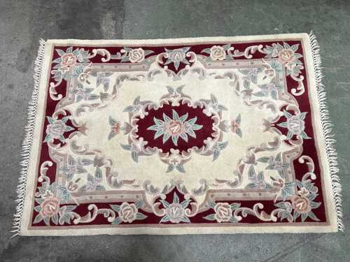 Aubusson floral floor rug