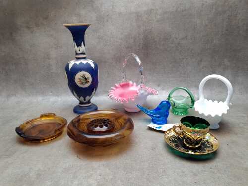 Coloured glass, including Victorian
