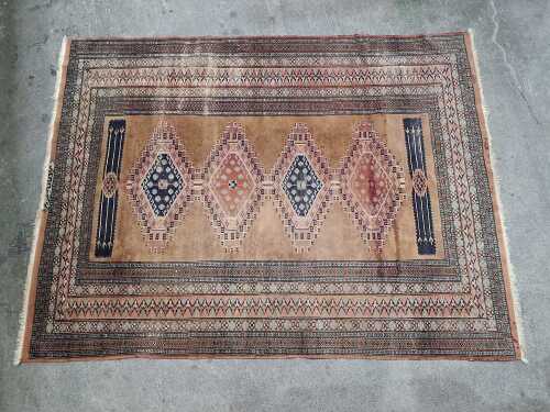 Geometric silk rug