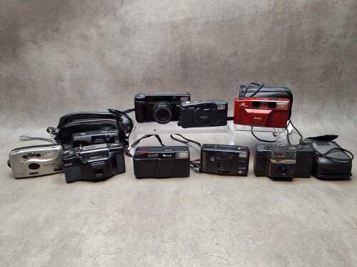 Ten compact 35mm film cameras