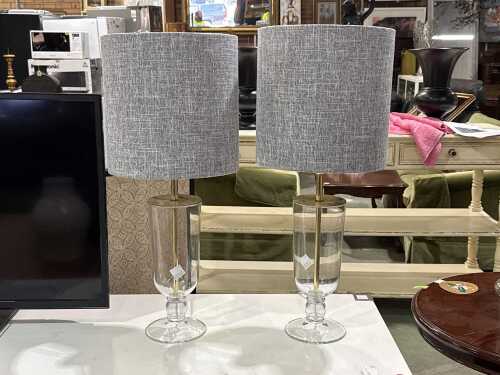 Pair of brass base lamps