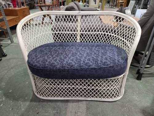 White painted cane two-seat sofa