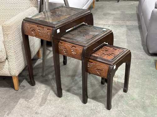 Nest of three Oriental side tables