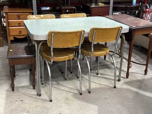 Vintage five-piece laminate-top dining suite