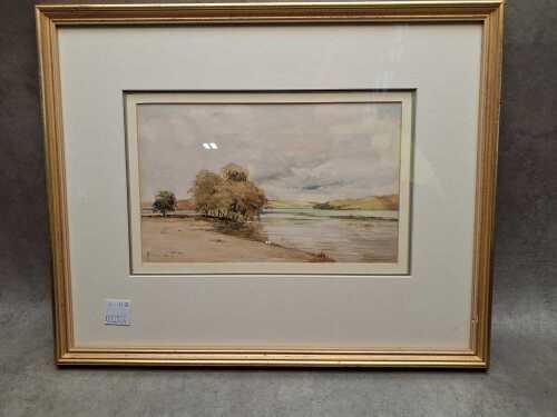 Artist unknown, estuary scene, 1950. Watercolour painting on paper