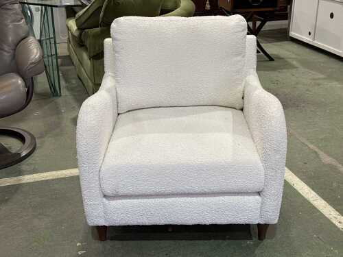 White boucl&eacute; upholstered armchair