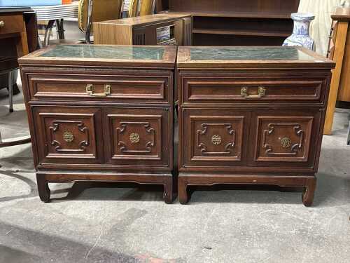 Pair of oriental bed side tables