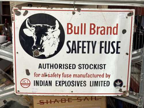 Bull Band Safety Fuse enamel sign