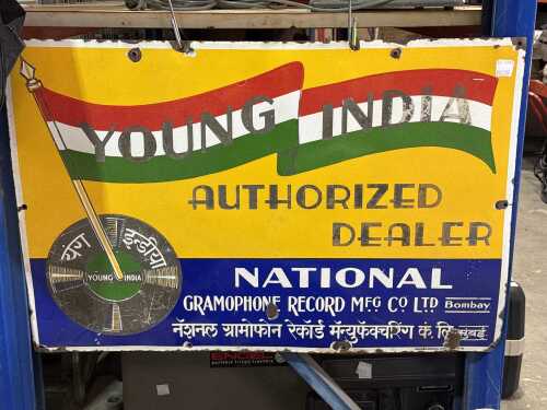 Enamel 'Young India' gramophone advertising sign