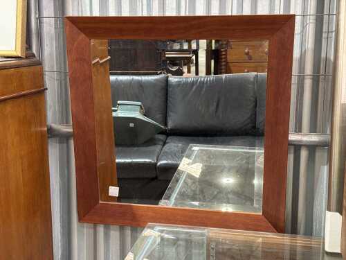 Contemporary timber bevelled-edge wall mirror