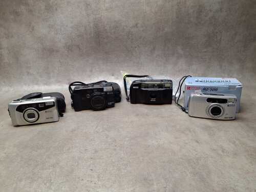 Four Ricoh point & shoot 35mm film cameras