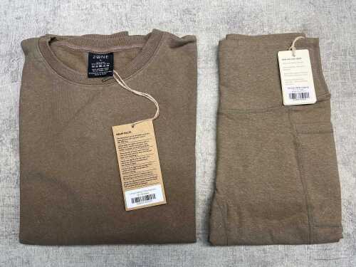 Zone hemp crew sweater & leggings size M