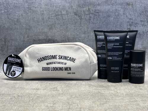 Group of Handsome Men's Skincare products