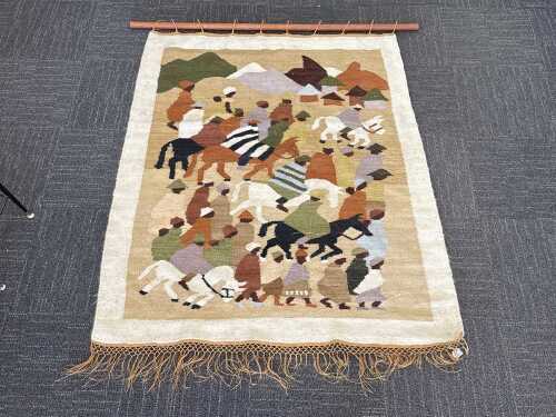 African handwoven mohair tapestry wall hanging