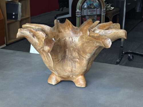 Hand-carved timber sculpture in bowl form