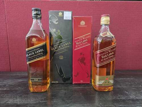 Mixed Johnnie Walker Scotch whisky, two bottles