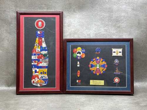Two sets of Sydney 2000 commemorative pins in frames
