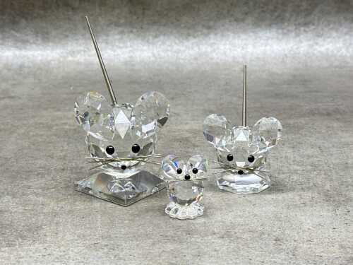 Three Swarovski Crystal mouse figures