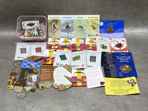 Collection of stick pins and badges