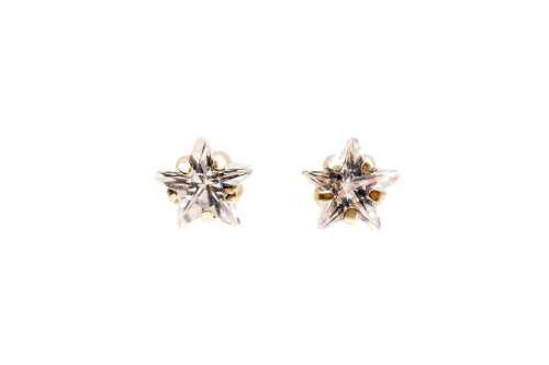 A pair of star cubic zirconia stud earrings in 14 carat yellow gold