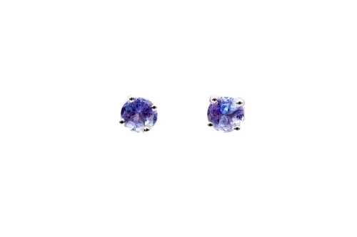 A pair of tanzanite earrings in 14 carat white gold