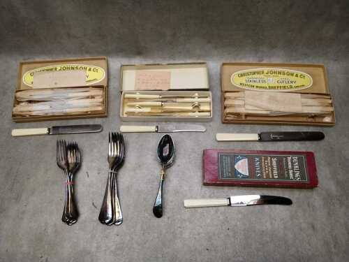 Assorted silver-plated cutlery sets for six, some boxed