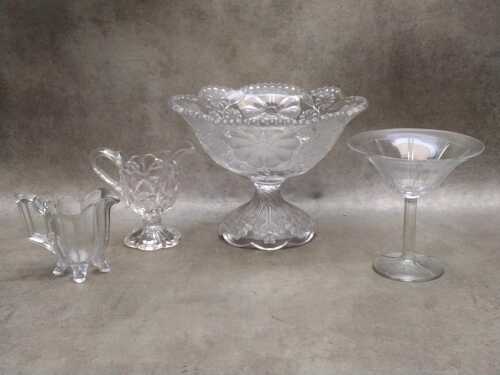 Four pieces of USA pressed glass serving ware