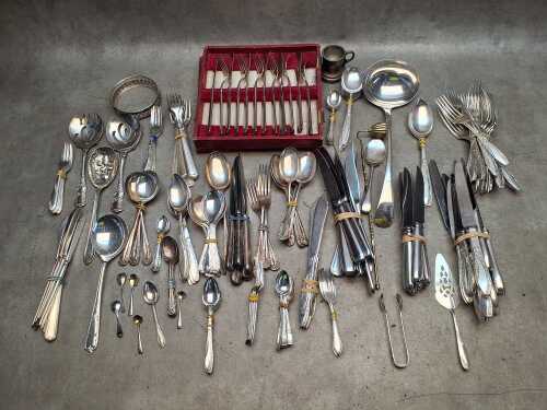 Assorted silver-plated cutlery