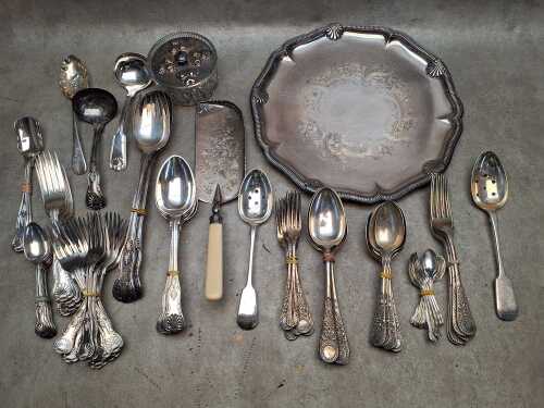 Silver plate, mainly antique cutlery