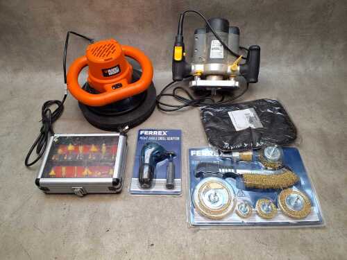 Power tools and hand tools, including Black & Decker orbital sander