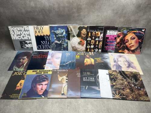 Vinyl records, including Billy Joel, 10CC, Mahalia Jackson