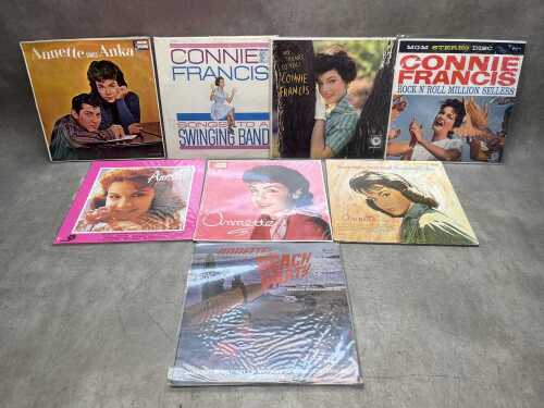 Eight Connie Francis and Annette Funicello '60s vinyl records