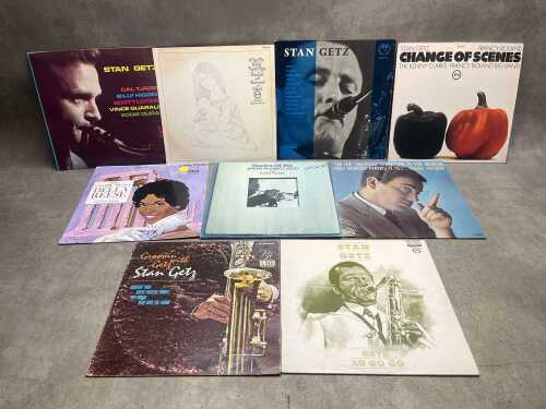 Six Stan Getz Jazz vinyl records, together with three others