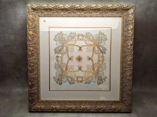 Silk embroidery in Art Nouveau frame