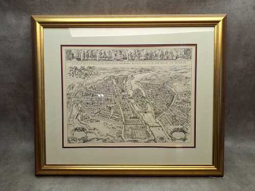 After Melchior Tavernier, Le plan de la ville, cit&eacute;, universit&eacute;, fauxbourgs de Paris, c. 1630. Reproduction print on paper