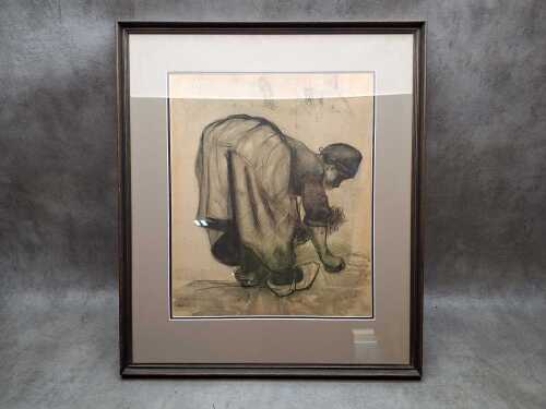 Vincent van Gogh, Peasant Woman Gleaning, reproduction print